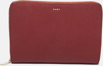 DKNY Dkny Red Leather Large Bryant Zip Around Clutch