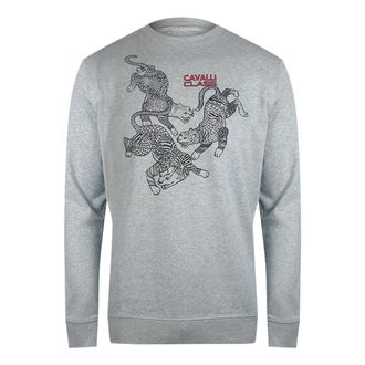 Cavalli Paisley Leopards Design Grijs Sweatshirt
