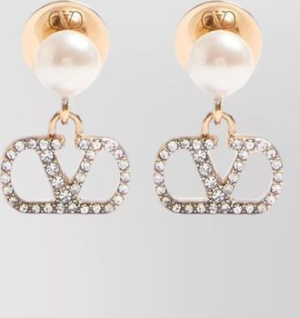 Valentino Garavani crystal-embellished pearl earrings