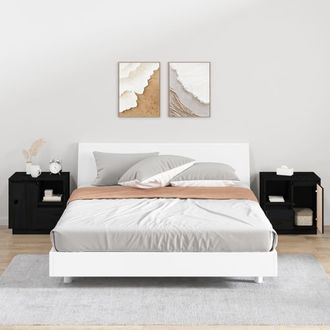 vidaXL Vidaxl - Mesitas De Noche 2 Uds Madera Maciza De Pino Negro 50x34x50 Cm