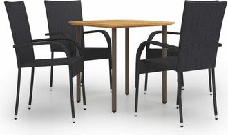 vidaXL Set De Muebles De Comedor De Jard&iacute;n 5 Piezas Rat&aacute;n Pe Negro Vidaxl