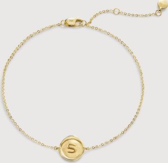 Monica Vinader Gold Mini Initial S Stamp Chain Bracelet