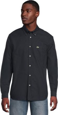 Lacoste Long Sleeve Regular Fit Oxford Button-Down Shirt Mens Clothing Abimes/Abimes : LG (Euro 54), Cotton