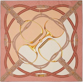 Gucci Printed Silk Jacquard Carré, Pink, Silk