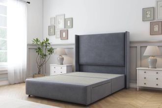 Sloomy Stratford Plush Divan Base 2 Drawers 54 Headboard & 12 Footboard in Dark Grey | Size: Small Double
