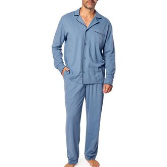 Petite Plume Classic Pima Cotton Pajamas in Blue at Nordstrom, Size X-Small