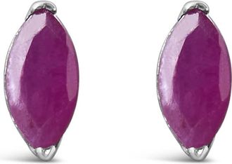 House of Brilliance 925 Sterling Silver 1/2 Cttw Created Pink Ruby Gemstone Solitaire Stud Earrings