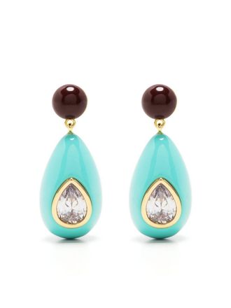 Eshvi crystal enamel drop earrings - Blue