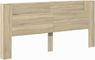 Berkfield Home Headboard Cabinet with LED Sonoma Oak 220x16.5x103.5 cm in Light Tan