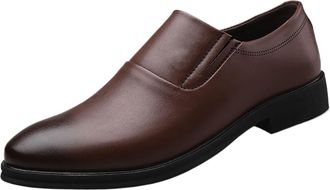 Generic Breathable Dress Shoes for Men Lightweight Formal and Wedding Footwear with Anti-Slip Sole Office Party Occasions(Brown,5.5 UK)