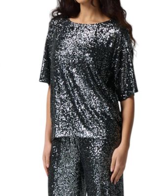 Joseph Ribkoff Boatneck Top In Black/Grey