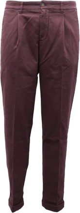 Eleventy Heren, Broeken, Paars, Maat: W33 Katoen