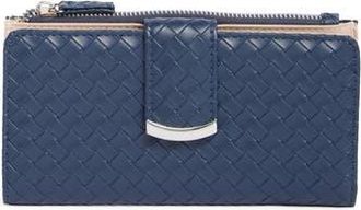 Mundi Lottie Woven Faux Leather Clutch in Navy Woven at Nordstrom Rack
