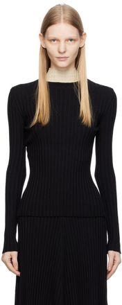 Bevza Black Colorblocked Turtleneck