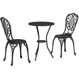 vidaXL Juego Bistro De Jard&iacute;n 3 Pcs Negro Aluminio Vidaxl