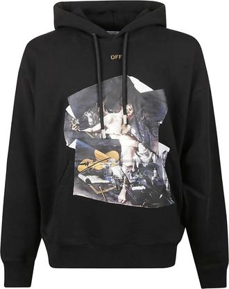 Off-white Hoodie met print - Zwart