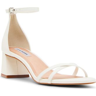 Steve Madden Rae Ankle Strap Sandal in White Leather at Nordstrom, Size 5.5