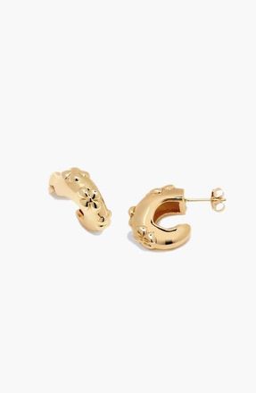 Yoj Flaro Flower Midi Hoop Earrings in God in Gold at Nordstrom