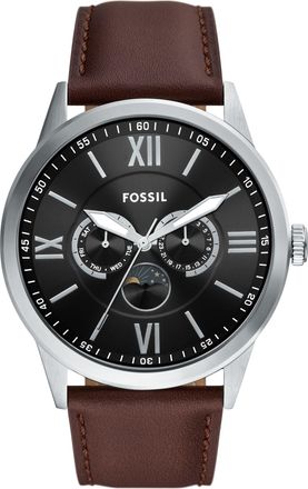 Fossil Mens Flynn 48mm Multifunction Brown Leather Watch