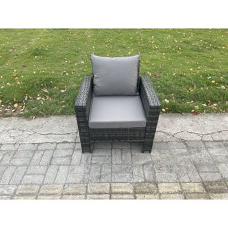 Fimous Fimous - High Back Rattan Outdoor Garden Furniture Single Sofa Arm Chair Patio Furniture With Thick Seat And Back Cushion