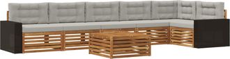 vidaXL Conjunto De Sof&aacute;s De Exterior 7 Uds. Natural Y Gris Claro Vidaxl