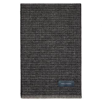 Piquadro Sjaal van Wol en Kasjmier met Micro-Geometrisch Patroon - Heren - Accessoires - Grijs - Maat: ONE Size Wol