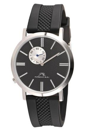 Porsamo Bleu Bennett Silicone Strap Watch, 40mm in Black And White at Nordstrom Rack