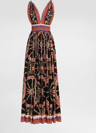 Dolce & Gabbana Carretto-print Long Poplin Dress - Woman Dresses Multi-colored 36