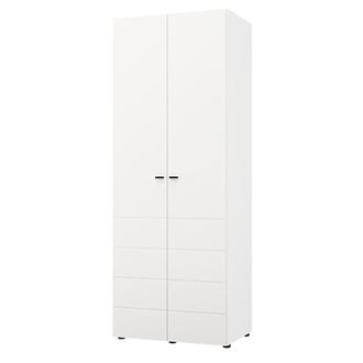 Dmora Armario 2 Puertas Pomar, Ropero Dormitorio Colgador, Un Estante, 2 Puertas, 79x208h Cm Blanco Mate