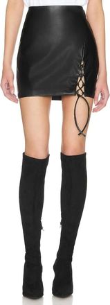 Astr Atwell Faux Leather Skirt In Black