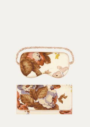 Olivia Von Halle Audrey Floral-Print Silk Satin Sleep Mask