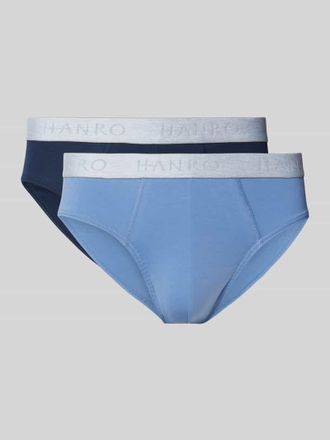 Hanro Slip mit Label-Bund im 2er-Pack in Marine, Größe M