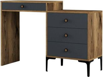 Dmora Consola Dmuntean, Mesa Multiusos, Gabinete De Soporte, Escritorio De Pasillo, 124x40h85 Cm, Nogal Y Antracita - Dmora