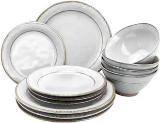 Gibson Home 12 Piece Stoneware Dinnerware Set, Service for 4 in White at Nordstrom