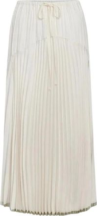 Vince Geplooide midi-rok - Dames - Midirokken - Wit - XS - Polyester - Rokken