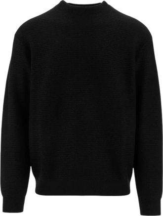 Armani Gestreept Pullover in Tonale Tinten - Heren - Ronde hals truien - Zwart - L - Truien & Vesten