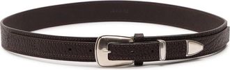 Christophe Lemaire Minimal Western Grained Leather Belt - Dark Brown - 90 (UK 14 / XL)