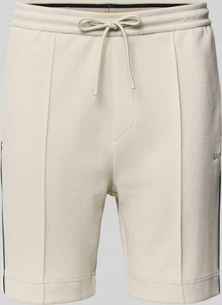 HUGO BOSS Regular Fit Sweatshorts aus Baumwoll-Mix Modell JT_JOIN HEADLO in Offwhite, Gr&ouml;&szlig;e XXXL