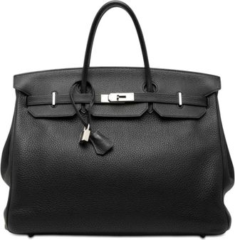Herm&egrave;s Black Togo Leather Handbag Tote Bag (Pre-Owned)