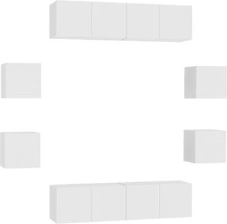 vidaXL Muebles De Sal&oacute;n 8 Piezas Madera De Ingenier&iacute;a Blanco Vidaxl