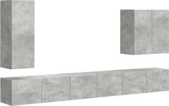 vidaXL Conjunto De Mueble Para Tv De Pared 6 Uds. Gris Concreto Vidaxl