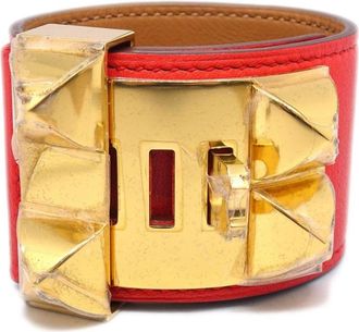 Hermès 2013 Collier de Chien bracelet - women - Calf Leather/Gold Plated - One Size - Red
