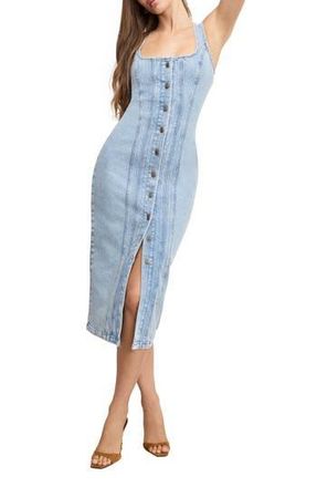 Good American Button Front Denim Midi Dress in Indigo911 at Nordstrom Rack, Size Medium