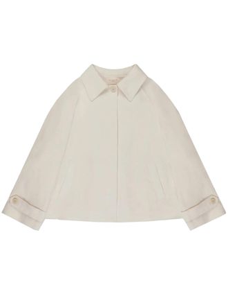 Montedoro Red Neutral Cropped Cape Style Tailored Outerwear