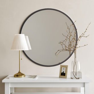 Dmora Espejo Drizzona, Forma Redonda, De Pared, Estructura Transparente, 60x60h Cm Negro