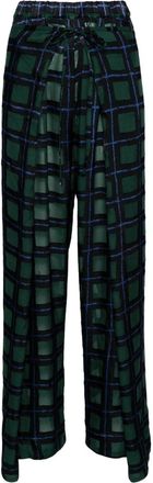 Henrik Vibskov check-pattern straight trousers - women - Viscose/Polyester - L - Black