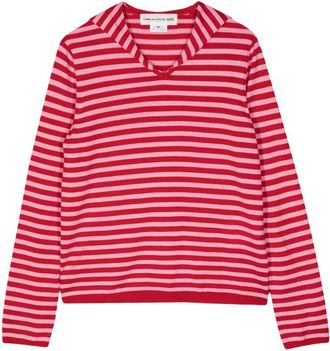 Comme Des Garçons sailor-collar striped knit jumper - women - Acrylic/Wool - S - Red