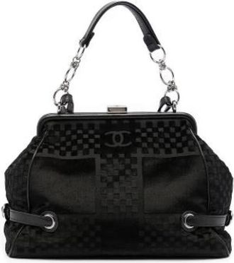 Chanel Pre-owned Kiss Lock Schoudertas - Dames - Vintage Handtas - Zwart - ONE Size - Leer - Vintage