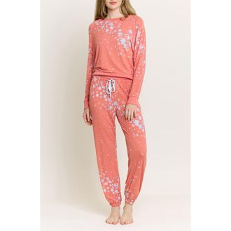 Honeydew Intimates Star Seeker Brushed Jersey Pajamas in Coral Blush Stars at Nordstrom, Size X-Large