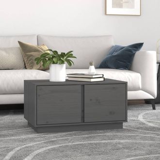 vidaXL Mesa De Centro Madera Maciza De Pino Gris 80x50x40 Cm Vidaxl